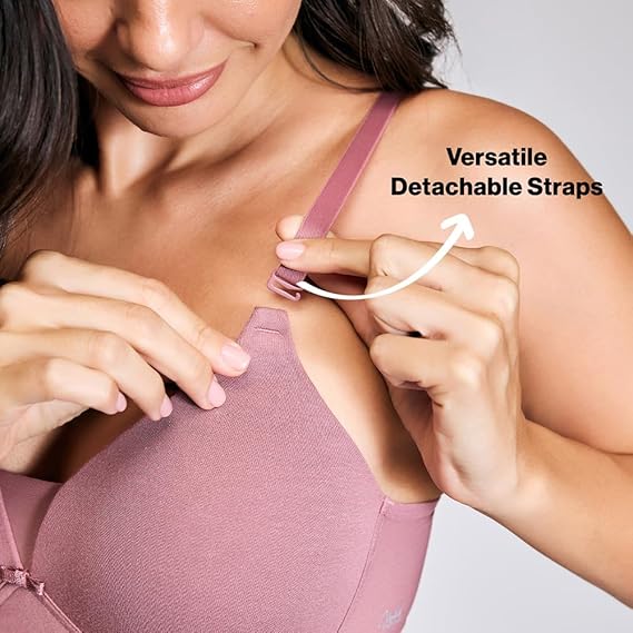 NYKD Women’s Cotton Lightly Padded Seamless Wire-Free Everyday T-Shirt Bra 3/4th Coverage, Daily Use – NYB003